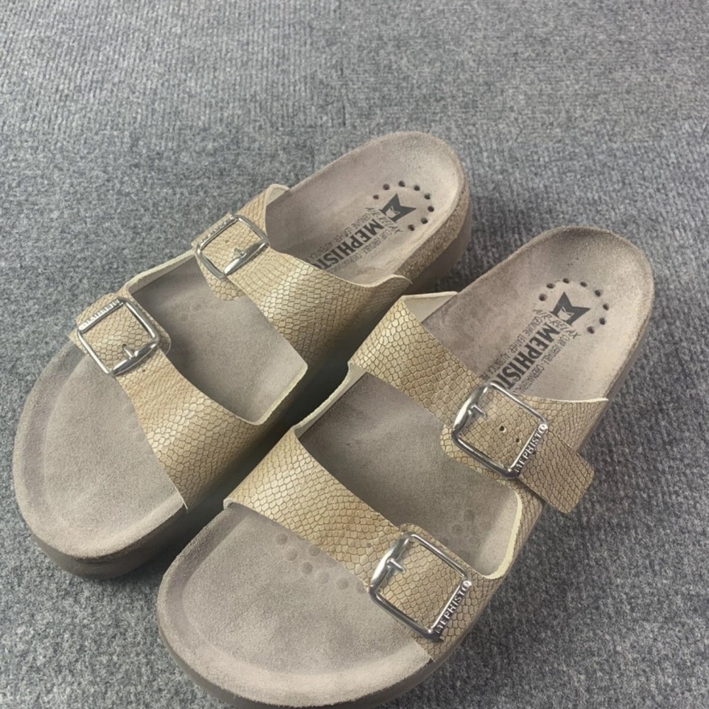 Mephisto Harmony Women’s Leather Slip On Sandals Size 40 Sand